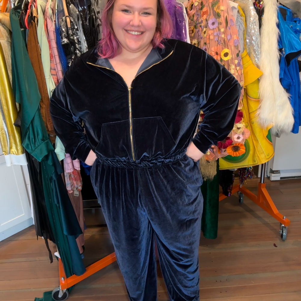 Fabletics Navy Velour Jumpsuit - image 1